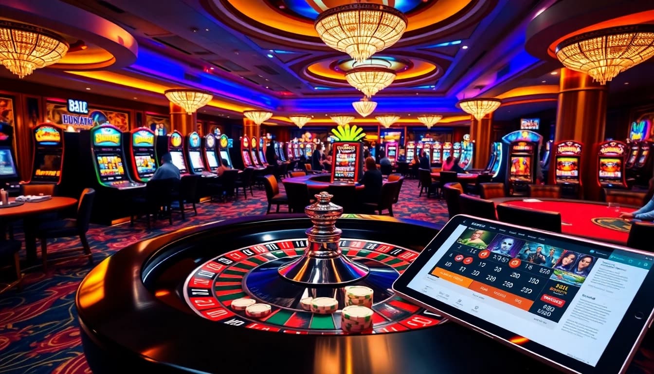 Gambling excitement at https://mm88.moe/ with players enjoying a luxurious casino experience.