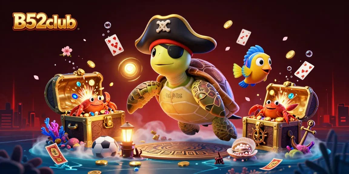 B52club offers exciting underwater treasure with vibrant casino-themed characters, engaging players in a thrilling gaming experience.