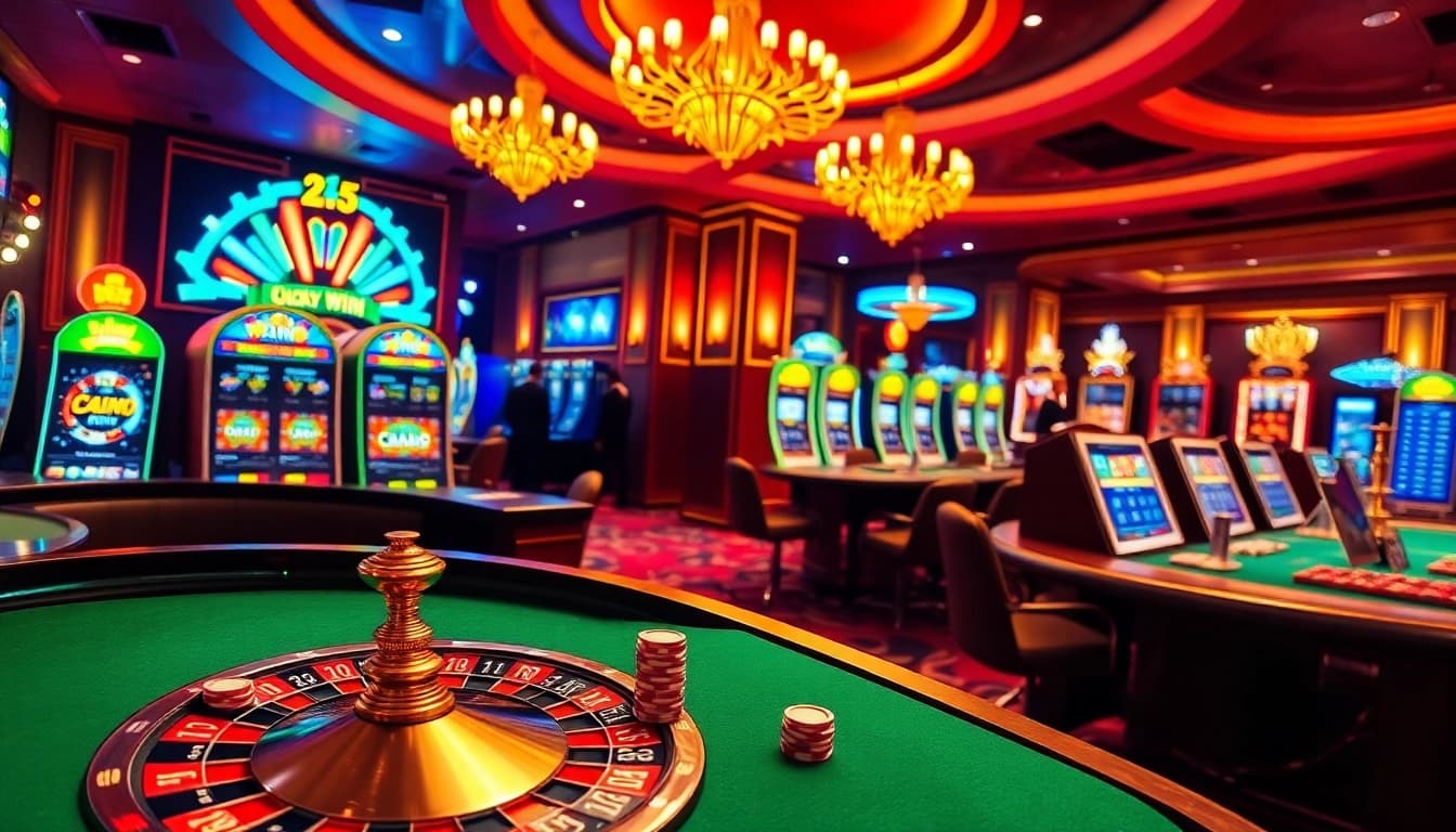 Luckywin players experiencing thrilling online casino games in a luxurious setting.