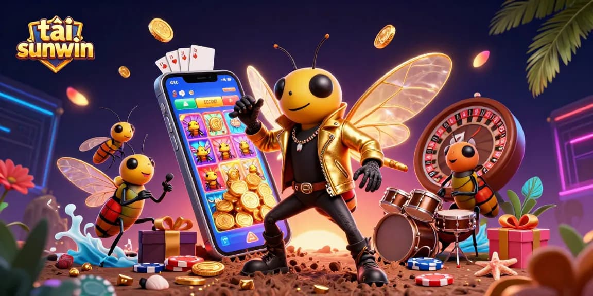 Experience the excitement of tải sunwin with colorful slot games featuring a cicada rock star and dynamic casino elements.