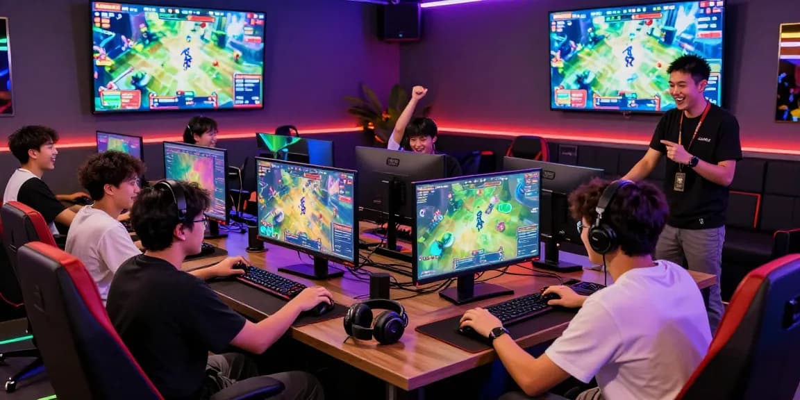 Experience online gaming thrills with Hello88, showcasing diverse players and vibrant technology in an exciting atmosphere.