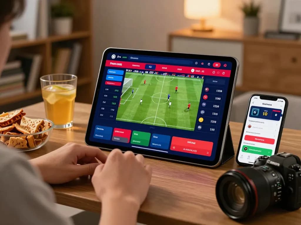 Bet on F168 live sports, showing betting interface on tablet with excited user.
