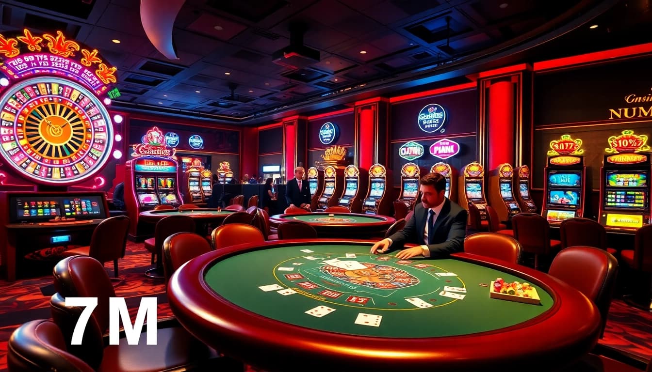 Enjoy the thrill of the casino as players engage in high-stakes poker and roulette, embodying the strategic excitement of 7M.