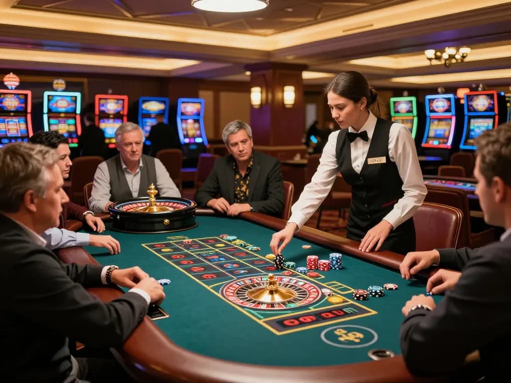 Roulette table scene at a lively casino with players placing bets and watching the wheel, showcasing 88คลับ