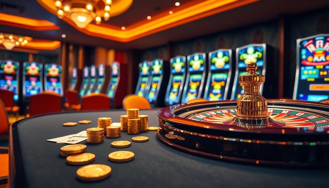 Experience the thrill of gambling at qqalfa's luxurious casino table with vibrant cards and poker chips.