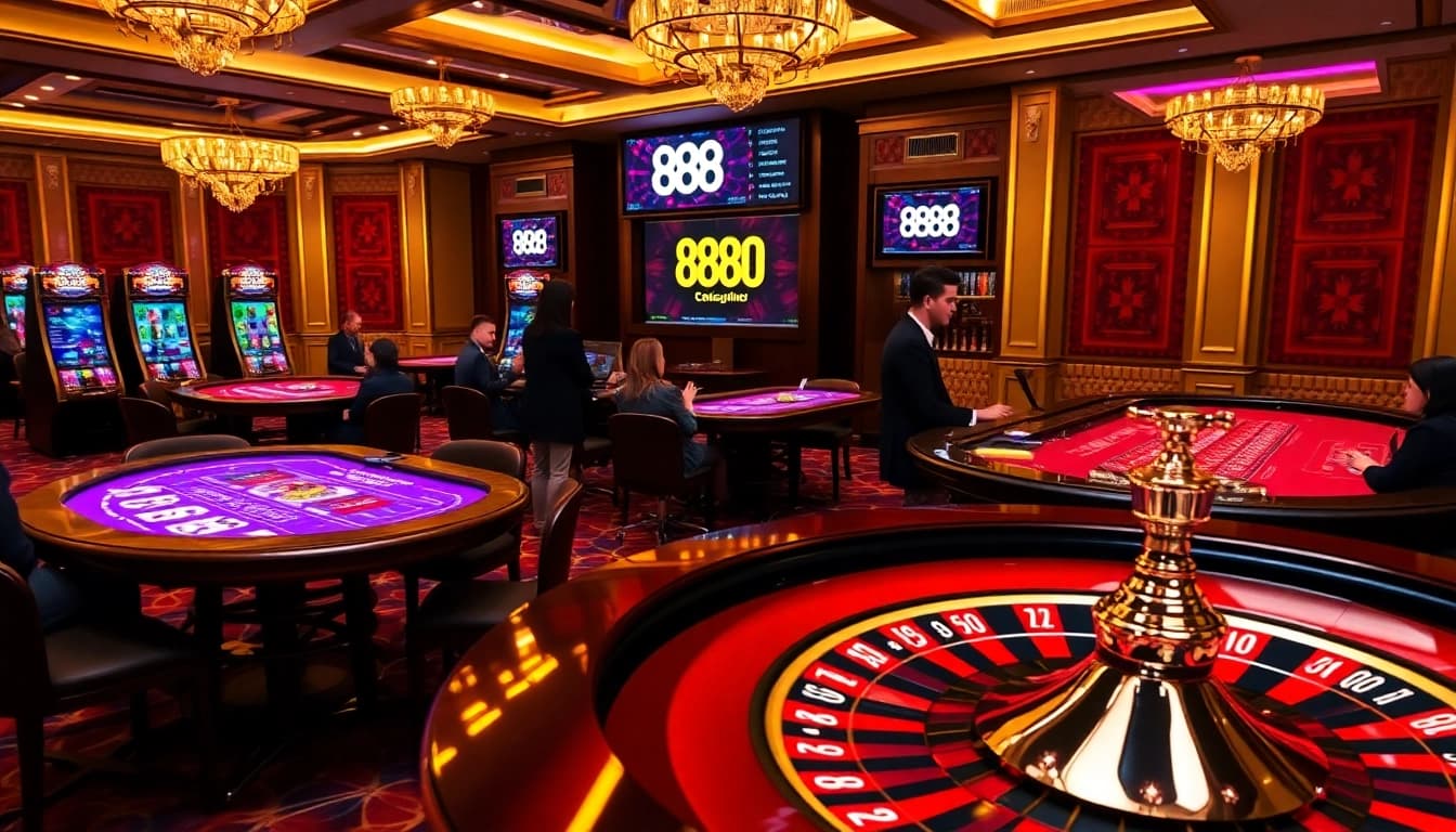 Experience the thrill of online gaming with 888 P's stunning table games and vibrant poker chips.