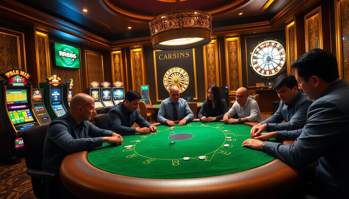 Experience the thrill of playing at RR88, with a luxurious poker table full of anticipation.