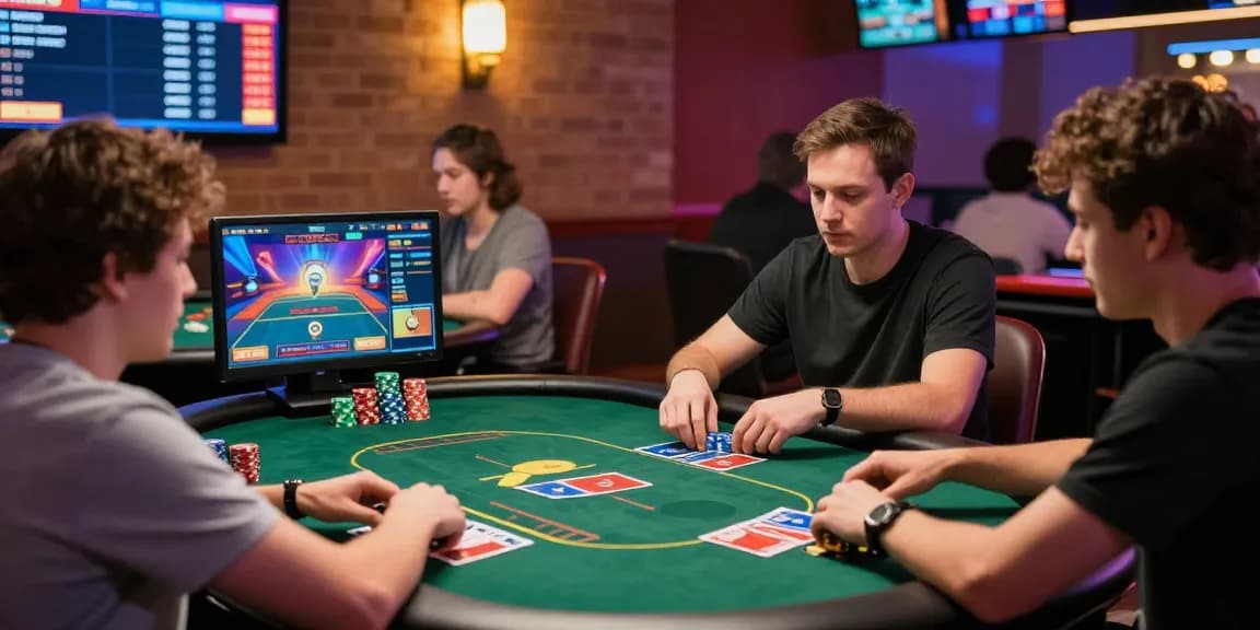 Immersive online gaming experience showcasing players enjoying game đổi thưởng uy tín at a digital poker table.