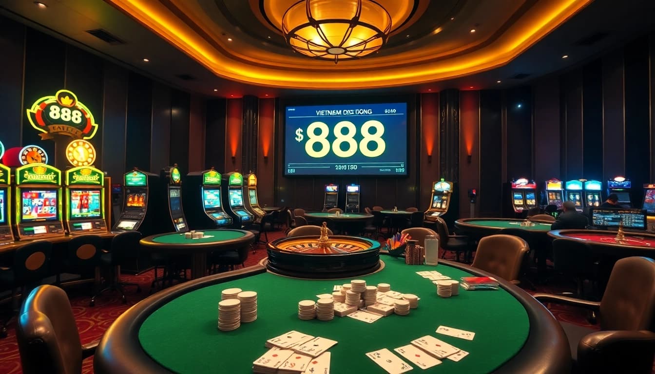 Experience the thrill of betting with 888vnd at a luxurious casino setting filled with excitement.