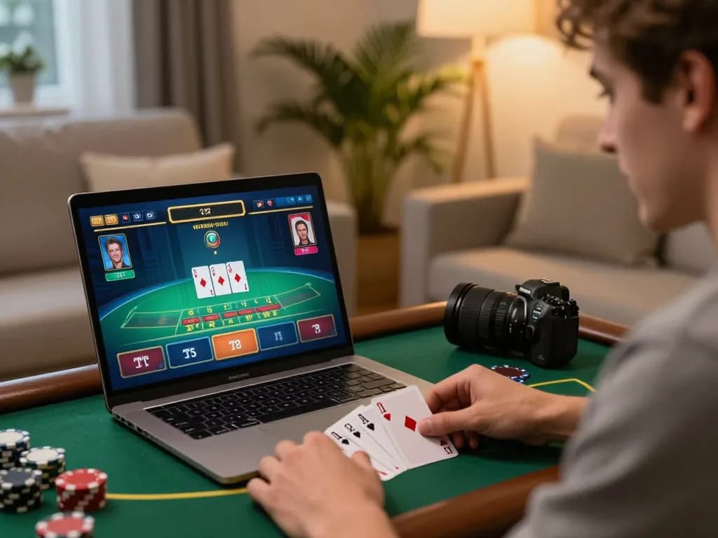Experience the thrill of blackjack gameplay on 789win at home with a laptop setup.