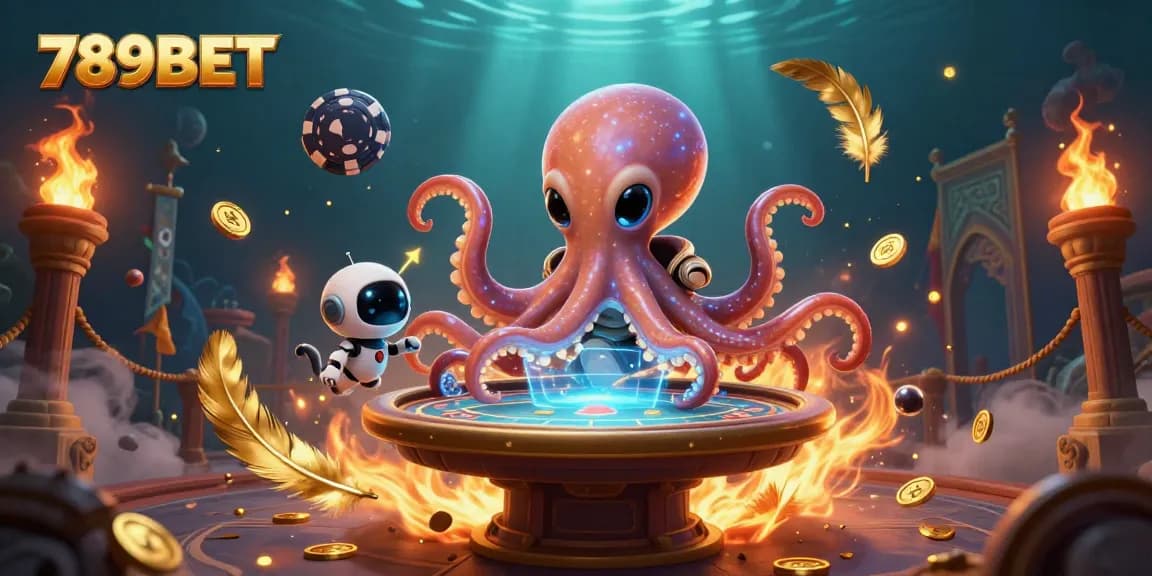 Win big at 789BET with a thrilling scene of cosmic games featuring an alien octopus and poker chips.