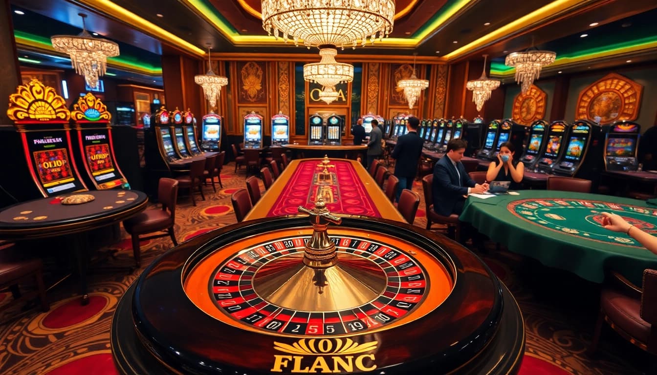 Experience the thrill of gaming at Trang Chủ OKATM with vibrant casino visuals and professional gamblers.