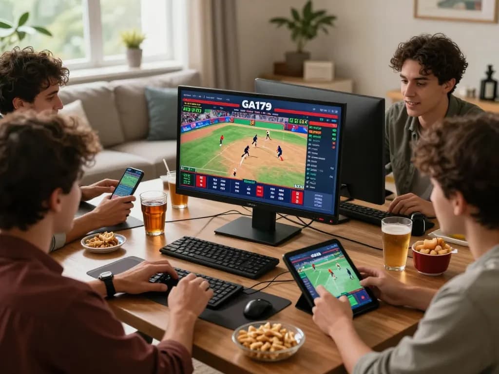 Exciting GA179 online gambling scene with friends placing bets on live cockfighting matches.