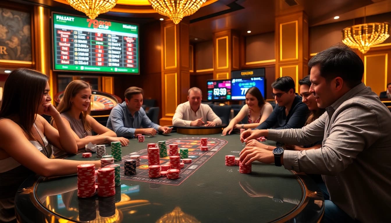 Players enjoying an exciting poker game at 789club's vibrant casino.