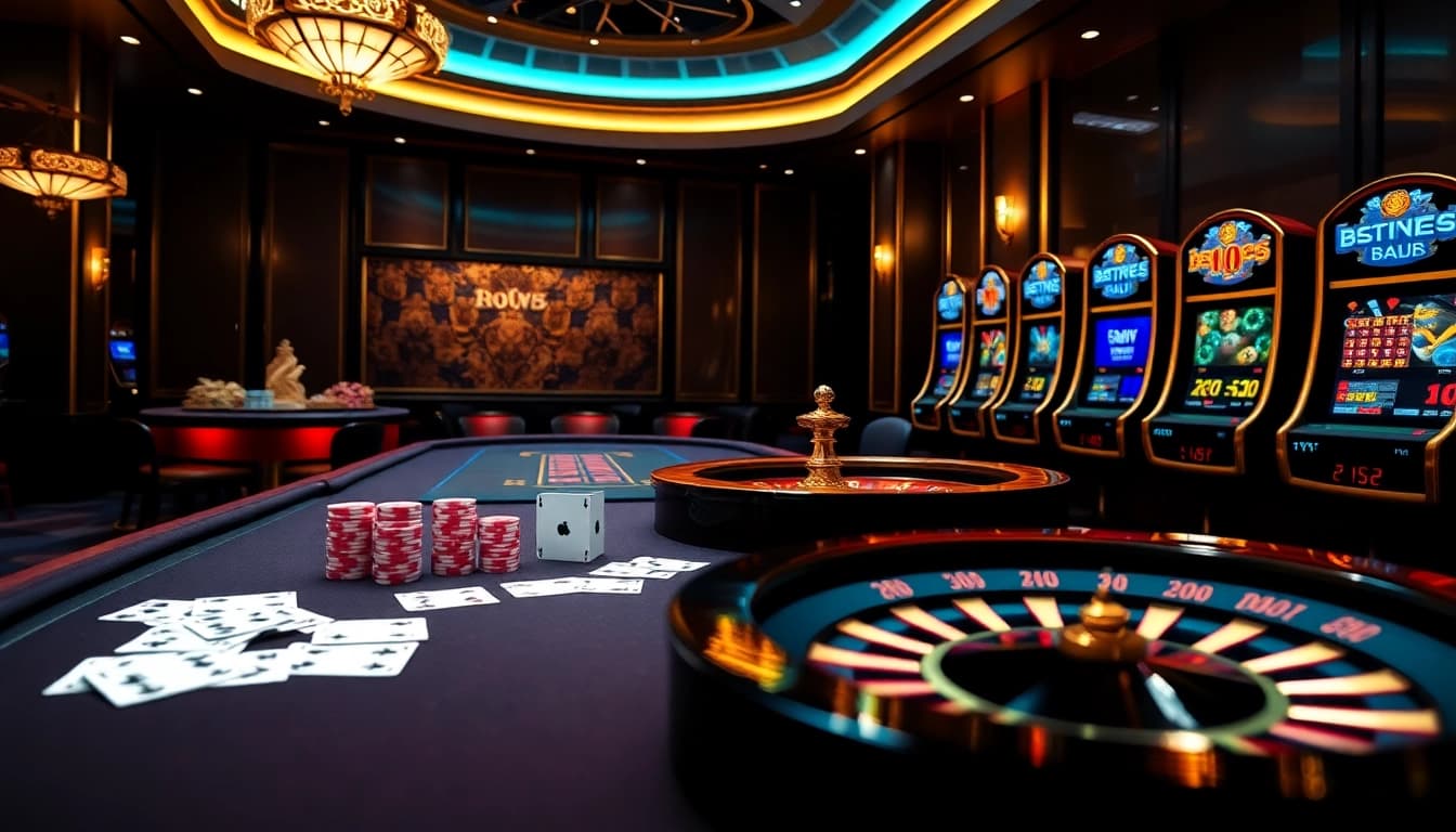 Engage in high-stakes gambling at QQ88 COM with vibrant poker tables and thrilling roulette wheels.