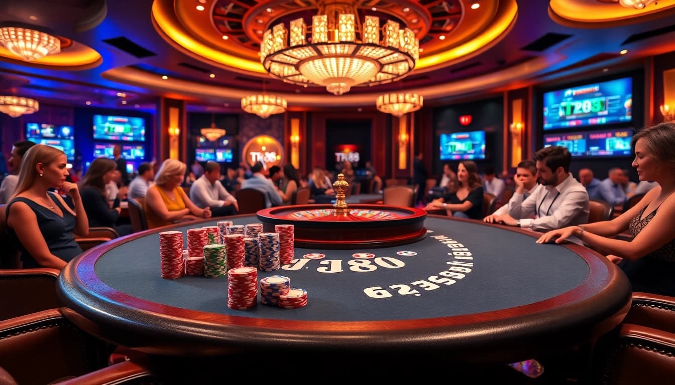 Experience high-stakes gaming at TR88 with vibrant poker chips and exciting roulette wheels.