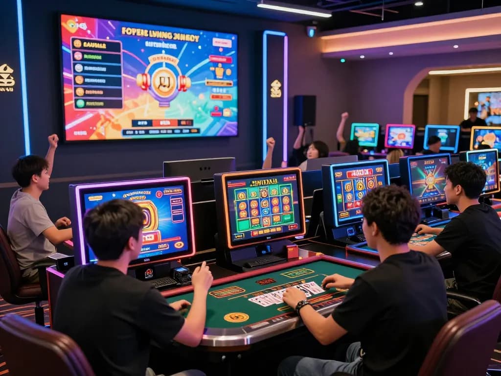 Exciting gaming scene at Sonclub showcasing vibrant slots and card games.