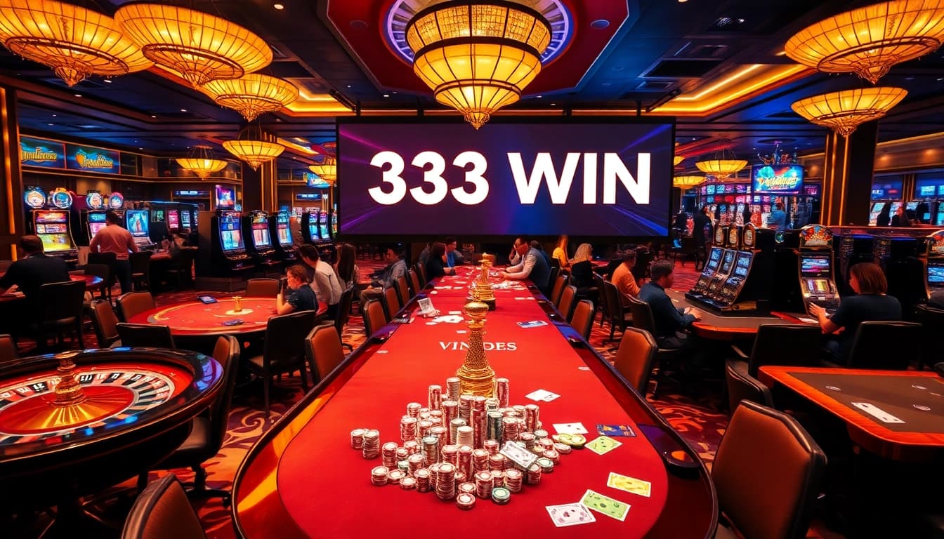Players enjoying a thrilling experience at 33 WIN casino tables with vibrant action.