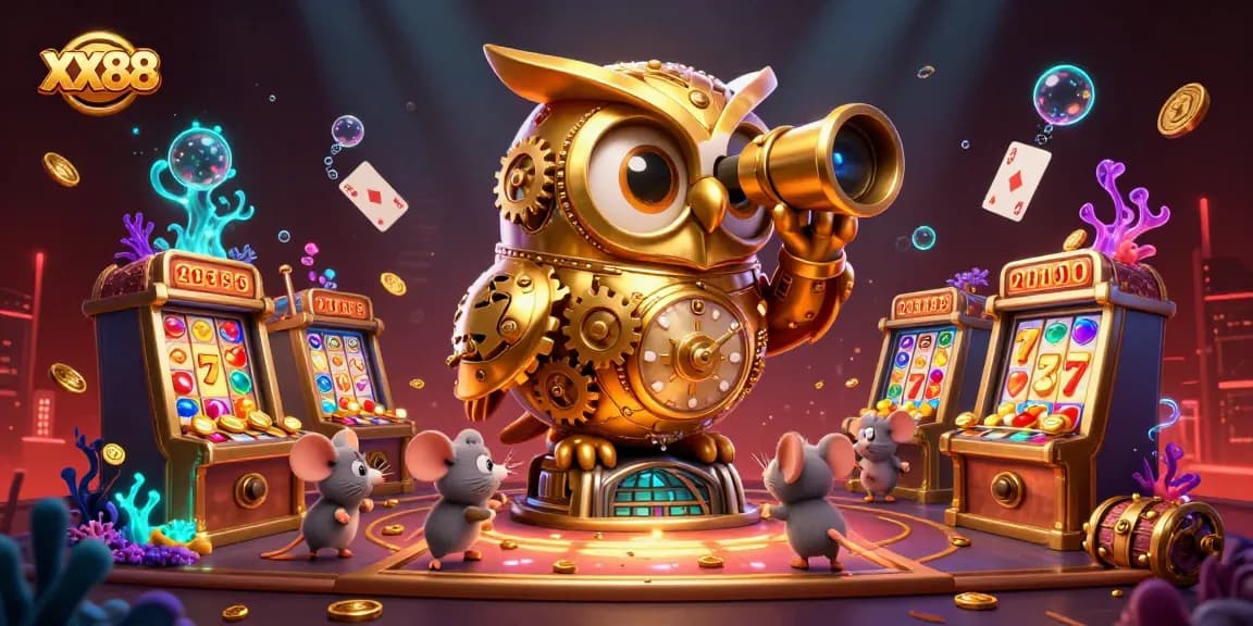 Experience thrilling gameplay at XX88 with vibrant illustrations of engaging slots and casino action.