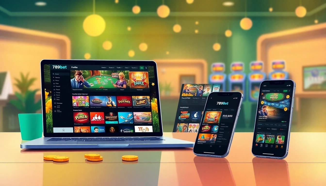 Engaging online gambling scene showcasing 789bet's vibrant interface with poker and slot games.