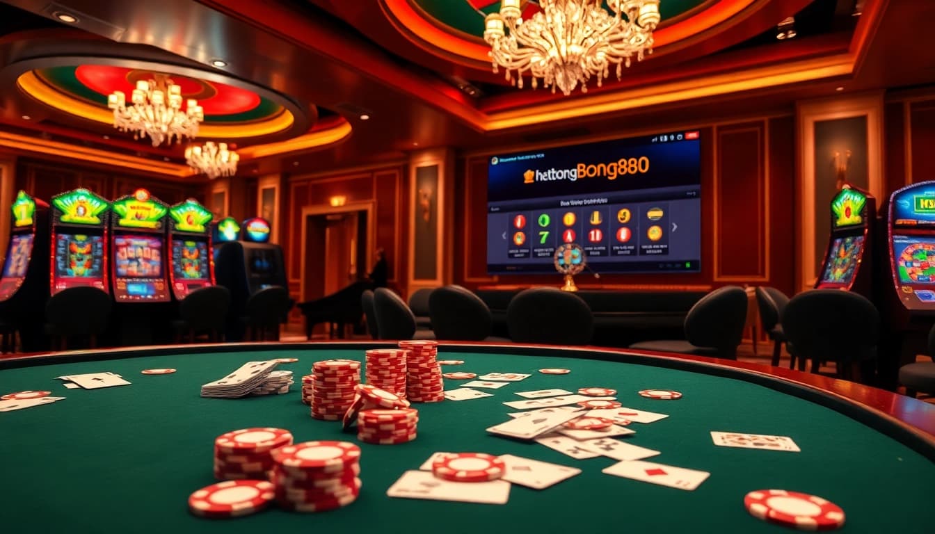Experience the thrill of gaming at http://bong88.review/, featuring vibrant casino tables, poker chips, and top-tier slot machines.