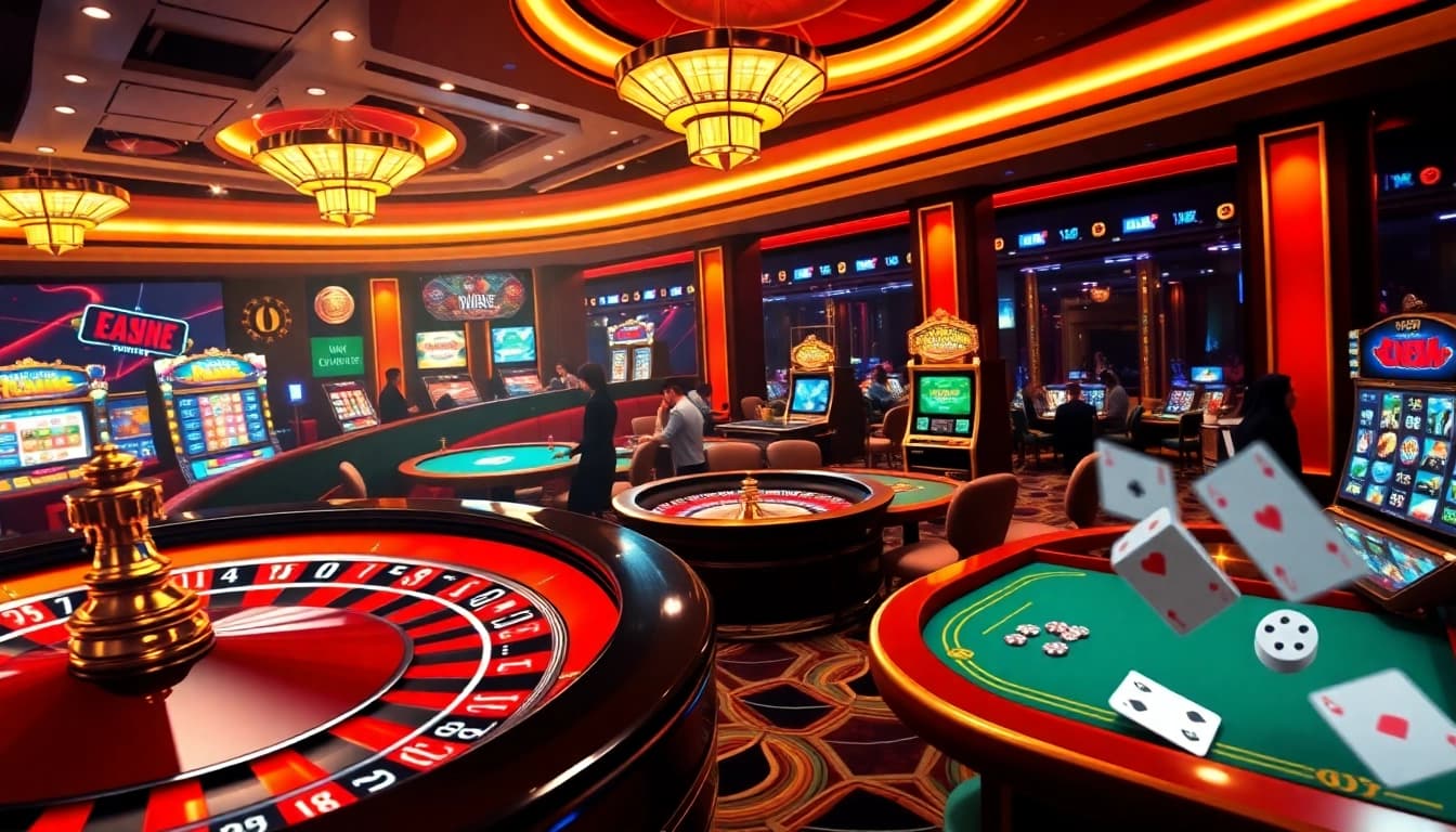 Engaging casino scene with players enjoying games at 789betmedia.com, featuring roulette, cards, and slots.