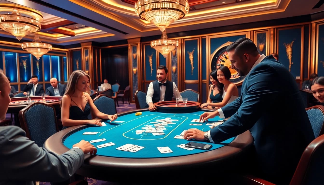 Captivating poker scene at Bl555 casino, showcasing excitement and strategic gameplay.