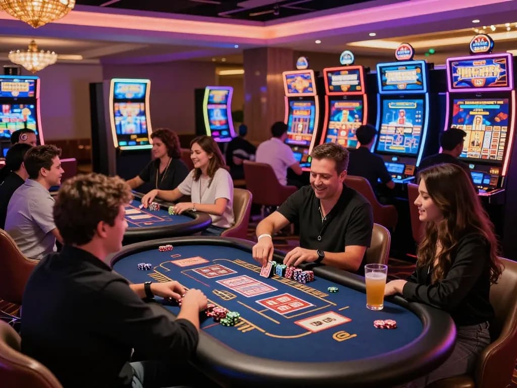 23win online casino players enjoying vibrant gaming atmosphere with engaging live dealers and exciting games.