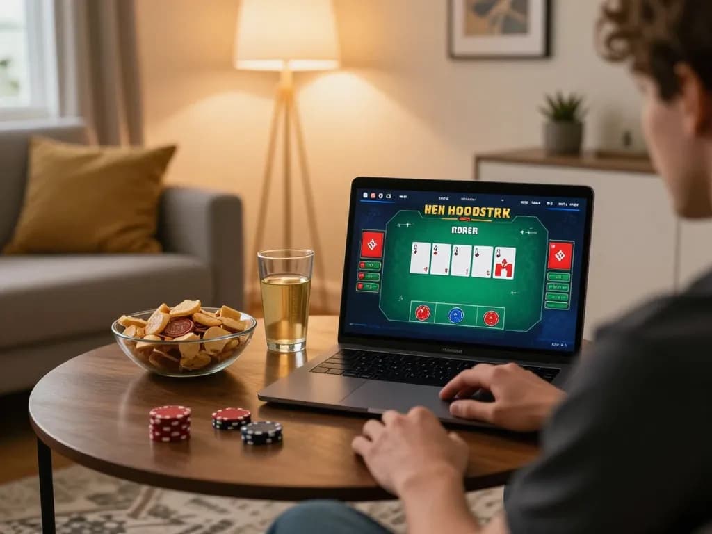 Players enjoying online poker on ww88aw in a cozy home setting with engaging gaming atmosphere.