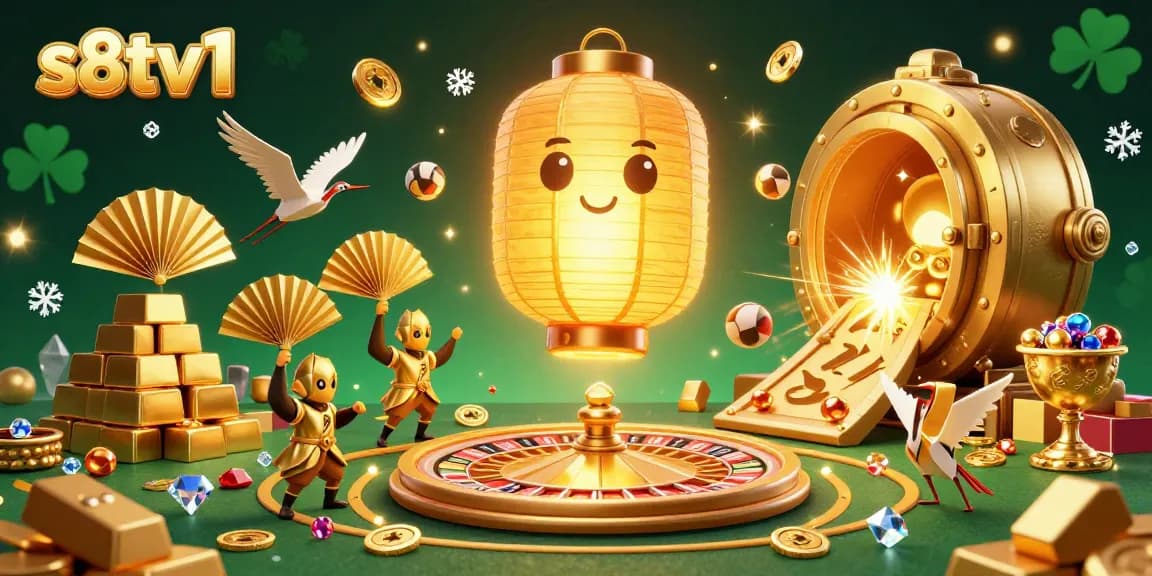 S8TV1 captures thrilling sports betting moments amid gold and light in this lively night market scene.