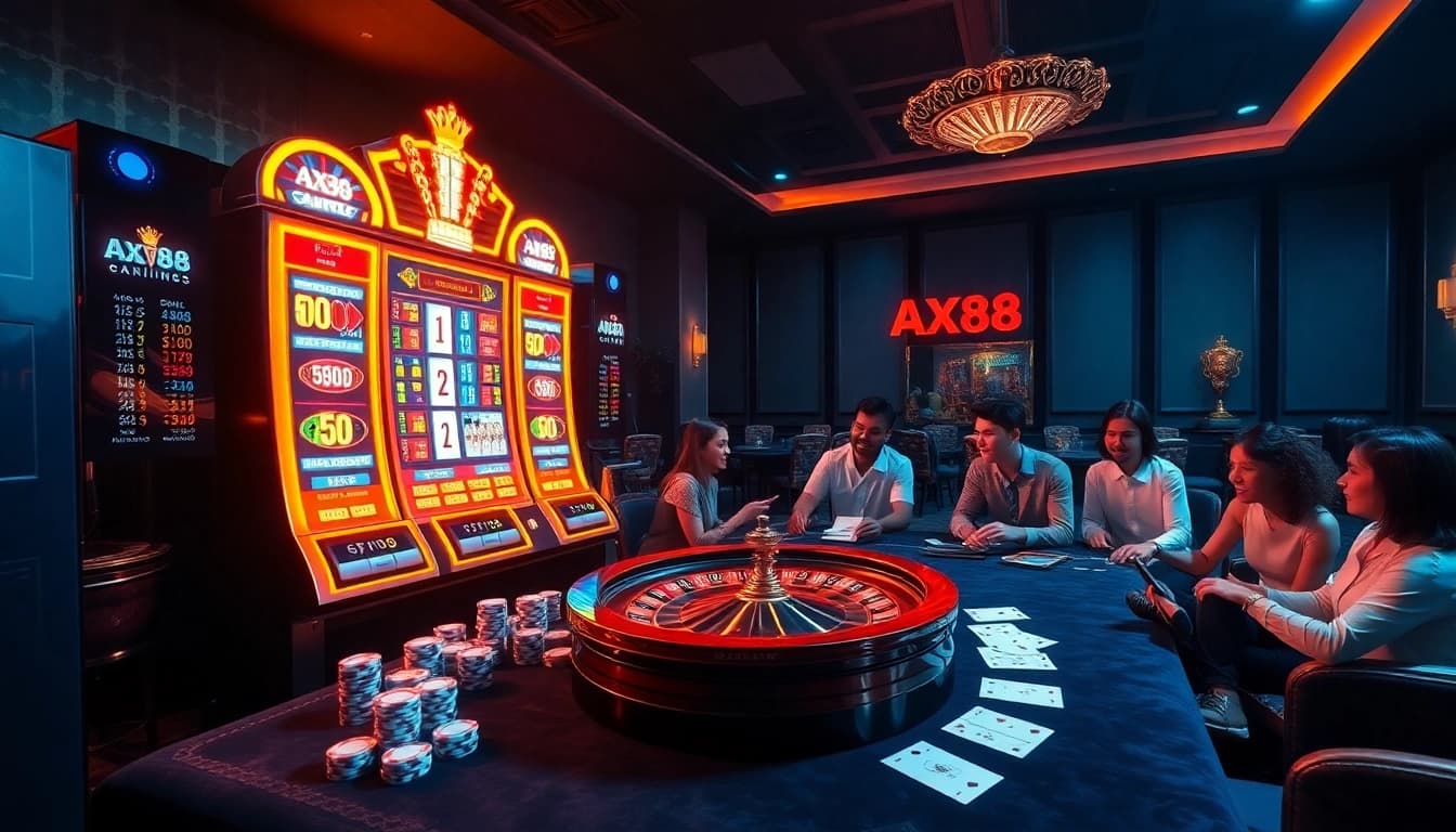 Experience thrilling online gambling at https://ax88.bid/ with vibrant casino visuals and excited players.