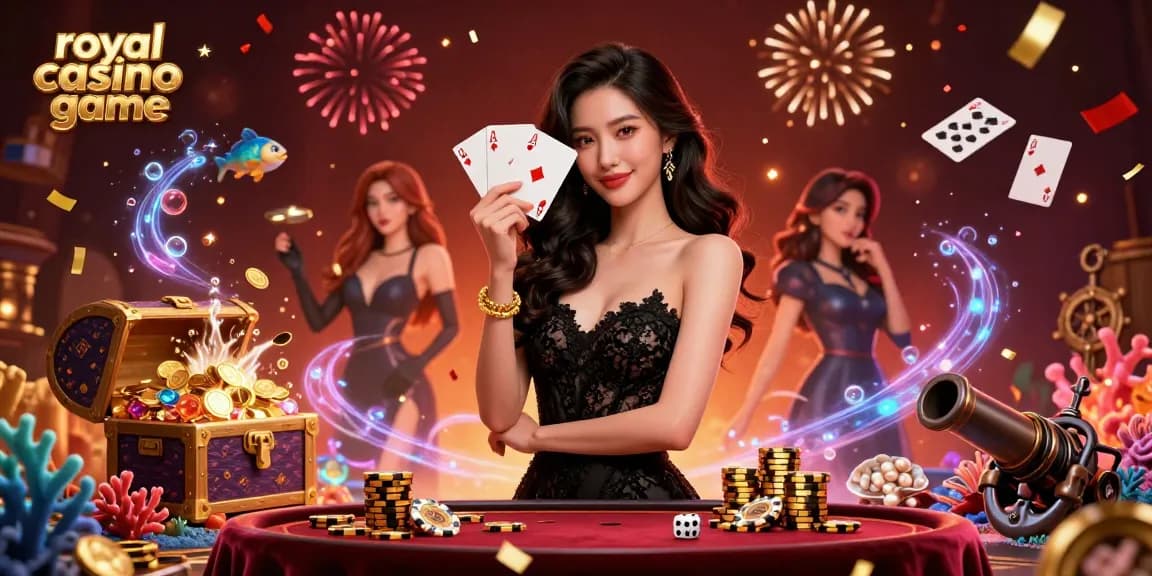 Engage with the royal casino game in an immersive 3D digital scene filled with exciting visual elements.