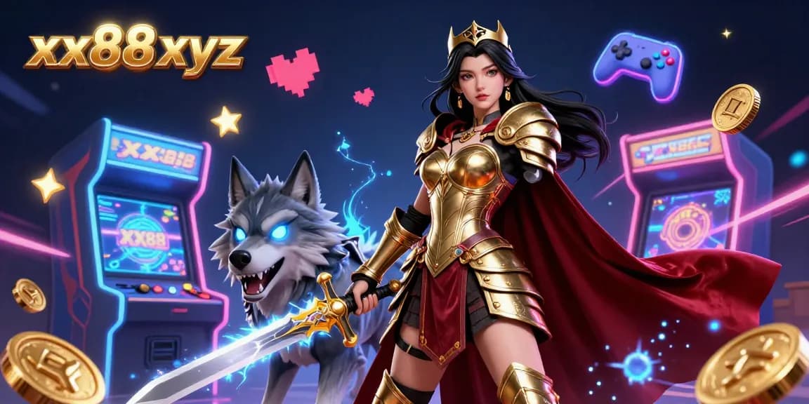 Engage with thrilling gaming excitement at xx88 xyz featuring a warrior queen and her glowing wolf.