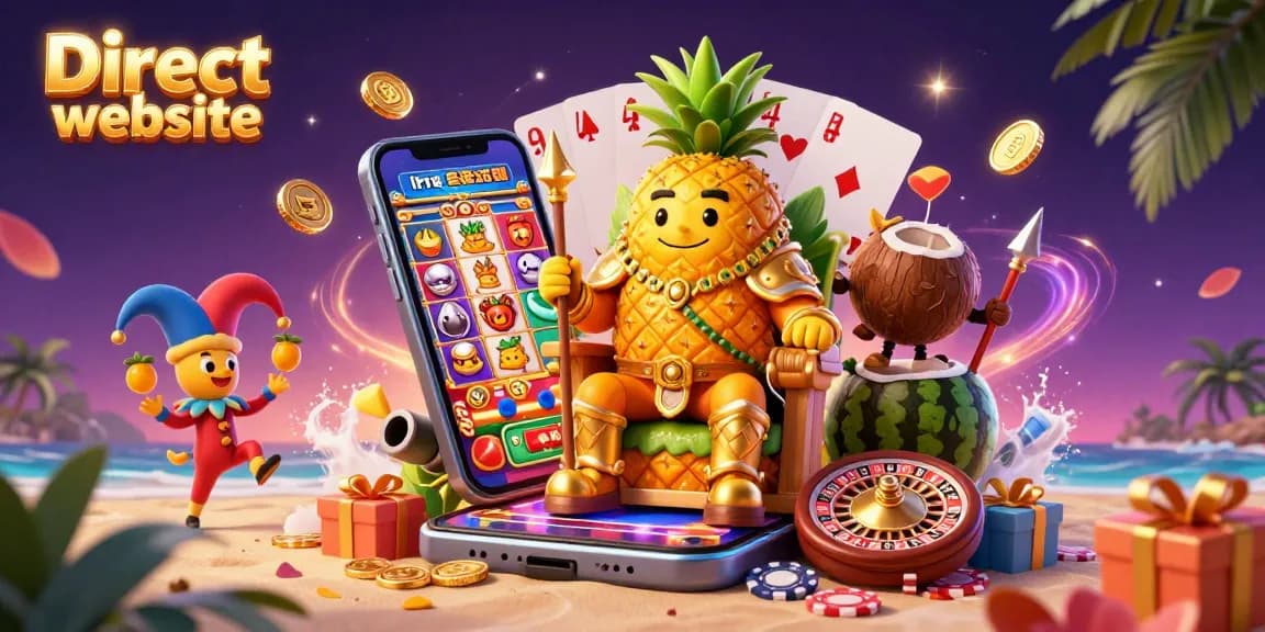 Engage with the thrilling Direct website casino scene featuring vibrant slot machines and playful characters.