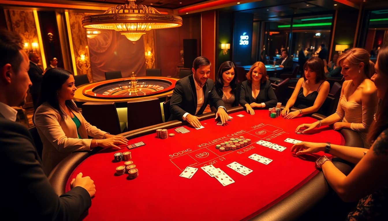 Players engaging in thrilling casino games at SODO66, capturing the excitement of gambling.
