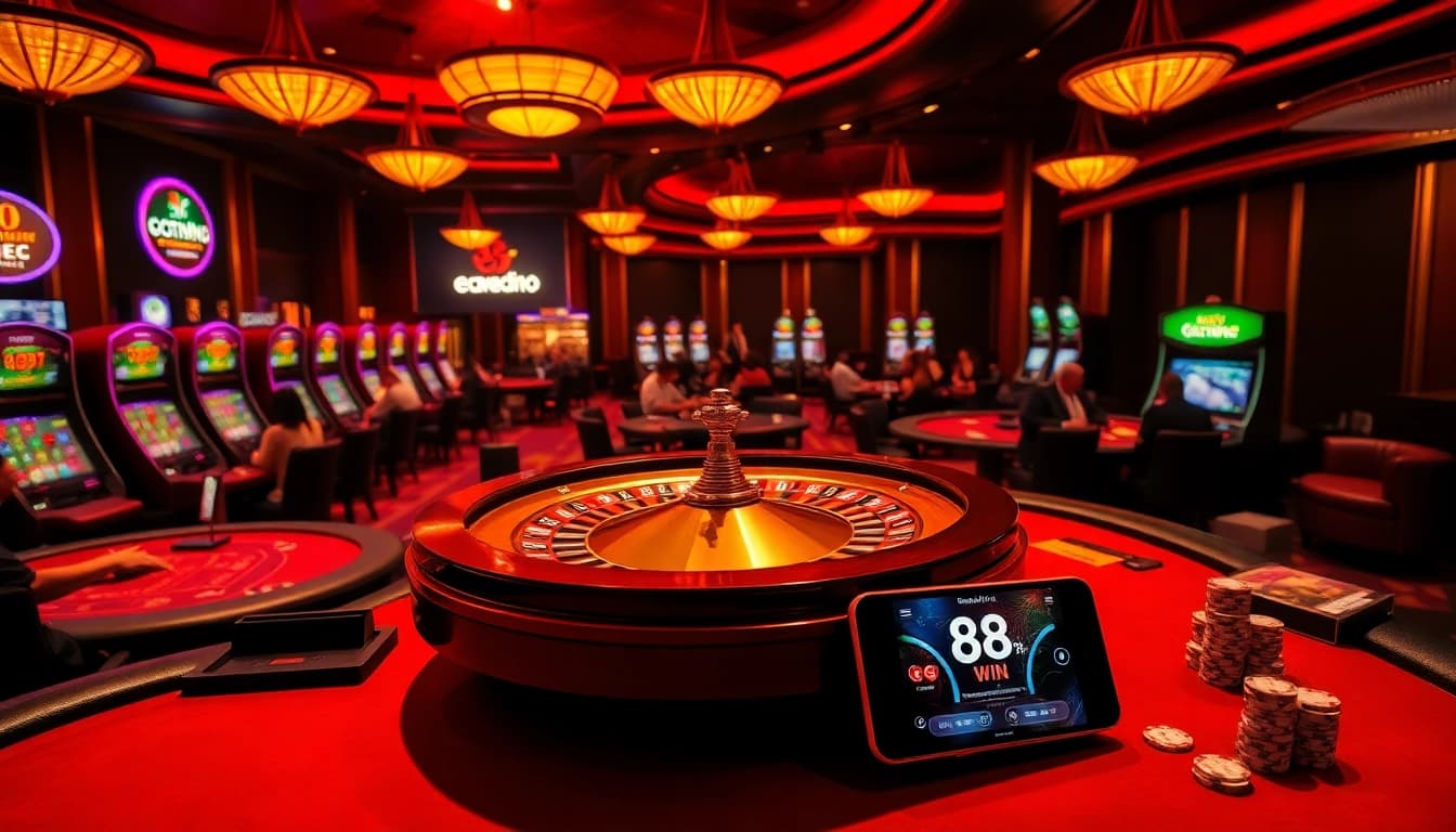 Navigate the thrilling 98win link at a luxurious casino, showcasing dynamic games and elite players.