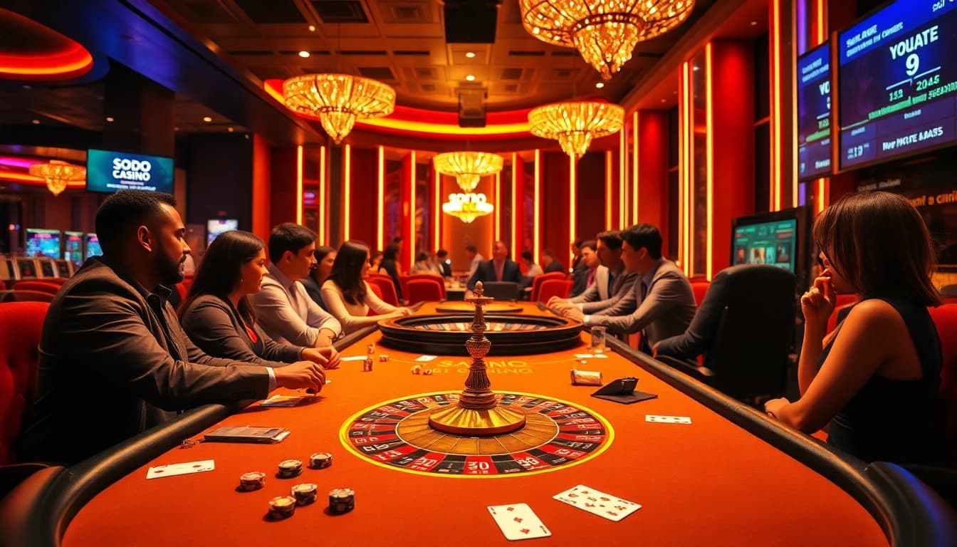 Experience the thrill of winning at SODO CASINO table games with chips and cards.