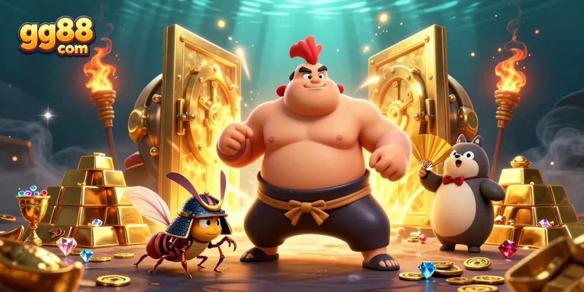 Experience thrilling gaming at gg88 com with a powerful rooster vs a fierce cricket in a vibrant casino setting.