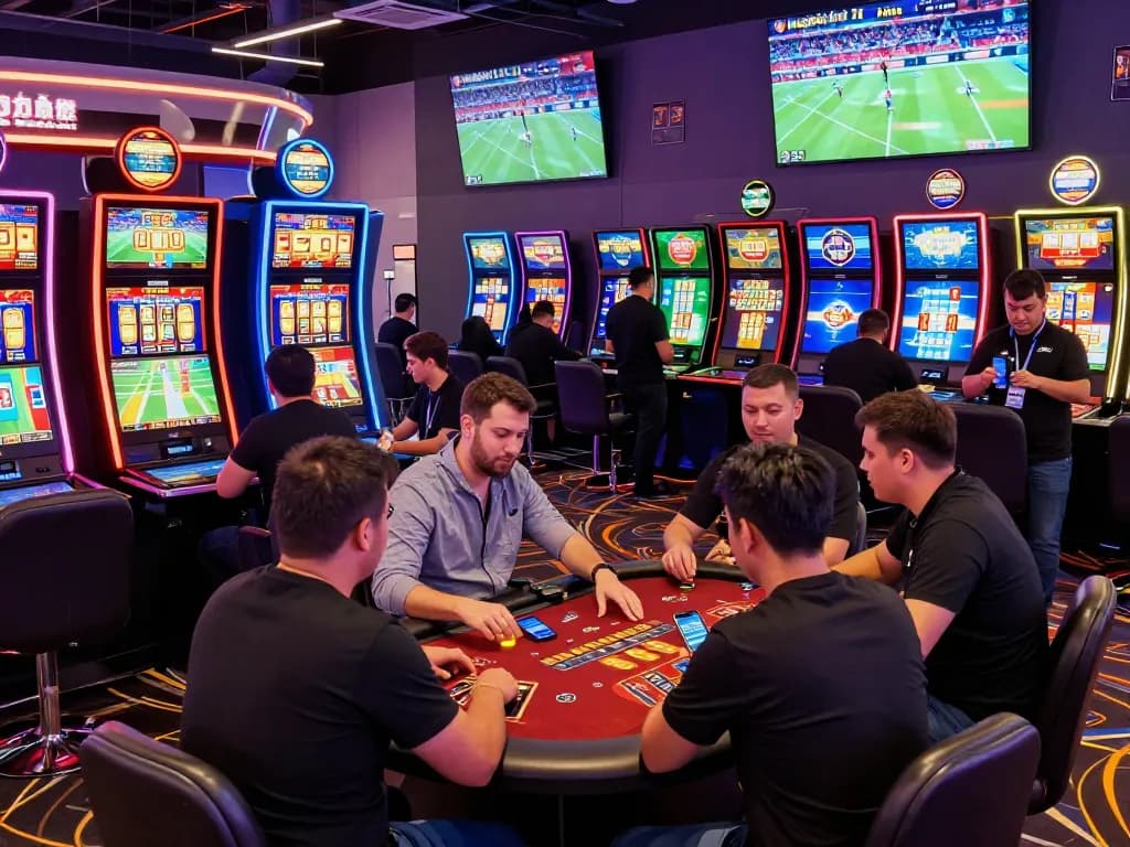 Exciting gaming experience at Onbet with players engaging in sports betting and casino games.
