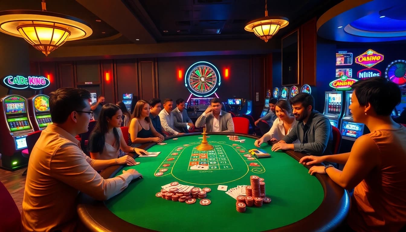 Experience the thrill of tg88 vom while placing bets at an exhilarating poker table in a luxurious casino setting.