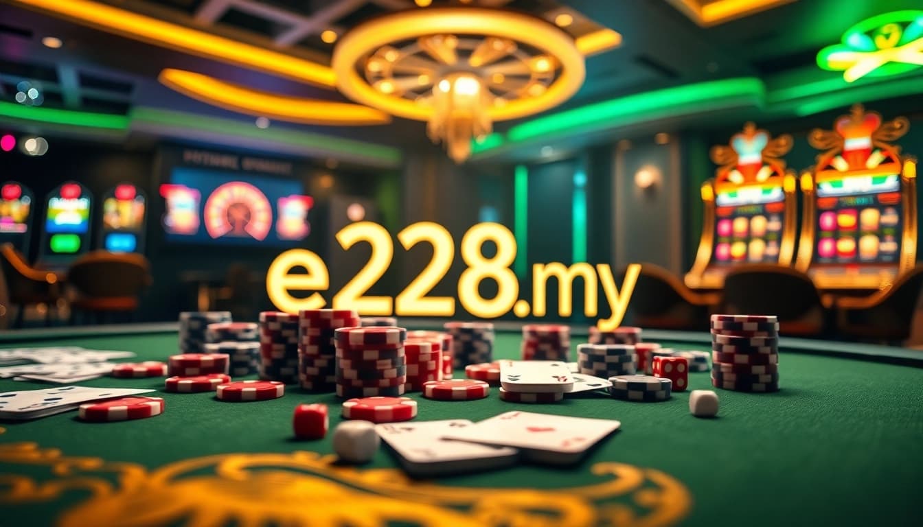 Experience the thrill of e28 my with vibrant poker chips and a luxury roulette wheel.
