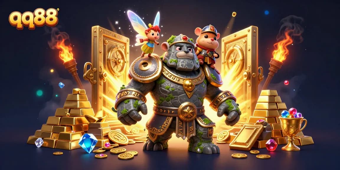 Experience winning moments at qq88 with a magical casino adventure featuring vibrant characters and treasure.