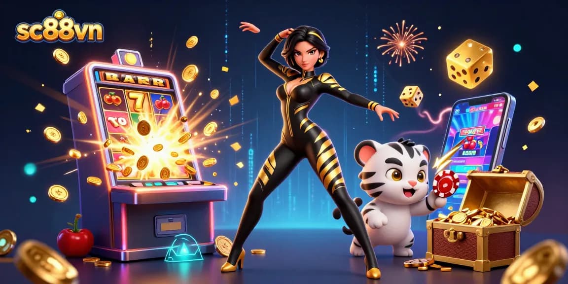 Experience thrilling jackpots with sc88vn's dynamic casino adventure illustration.