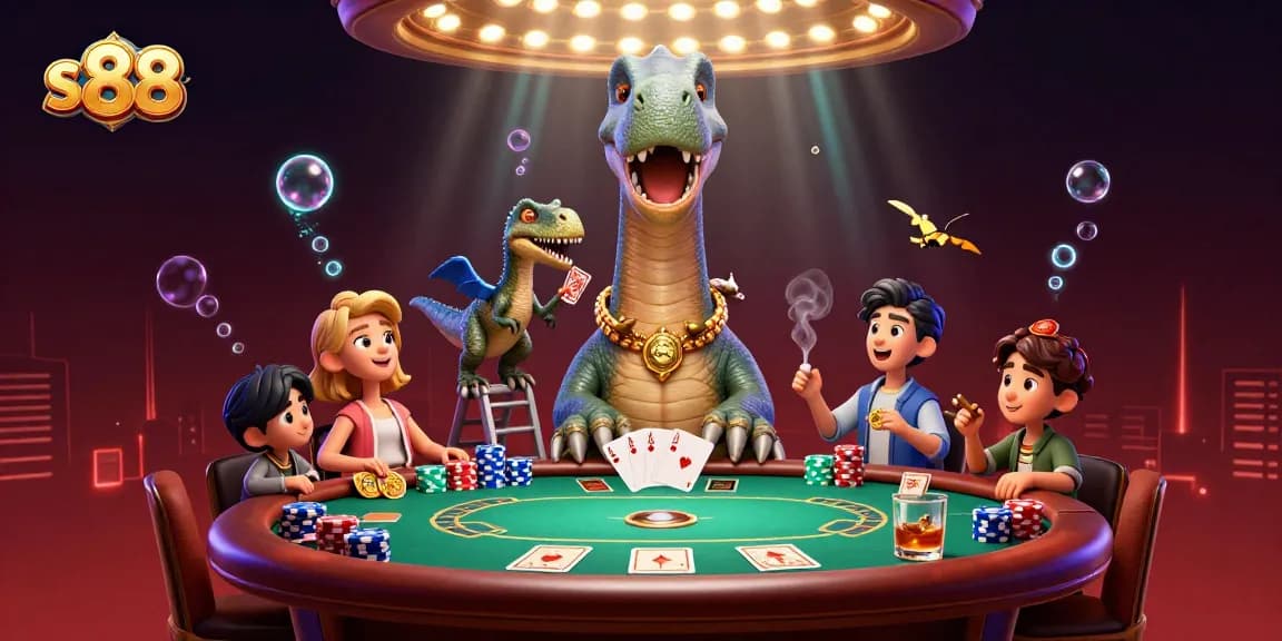 Players engage in exciting poker action at the s88 casino table with colorful chips and cards.