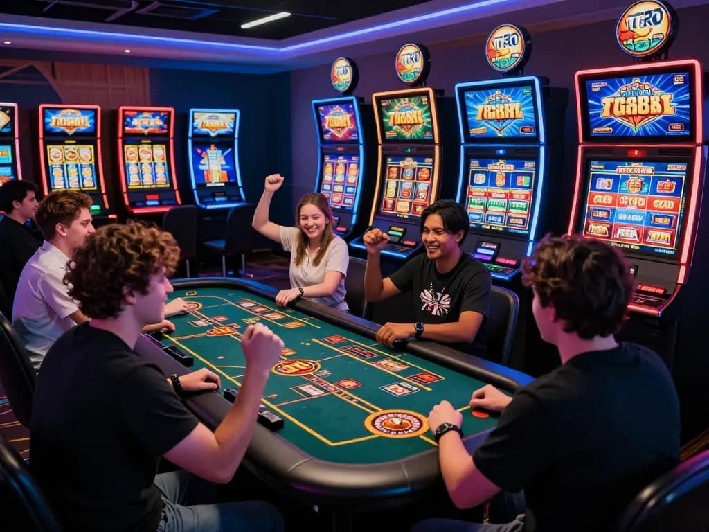 Players enjoying thrilling games at TG88's vibrant online casino setup.