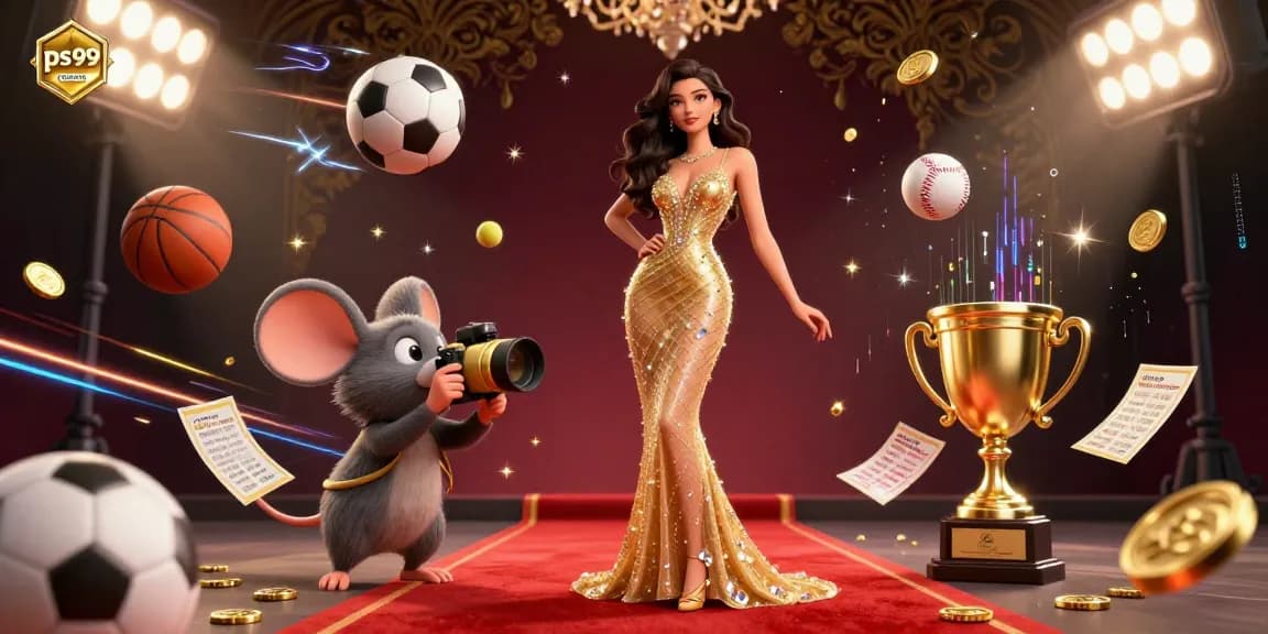 Experience dynamic gaming at ps99, featuring a glamorous casino scene with vibrant sports elements.
