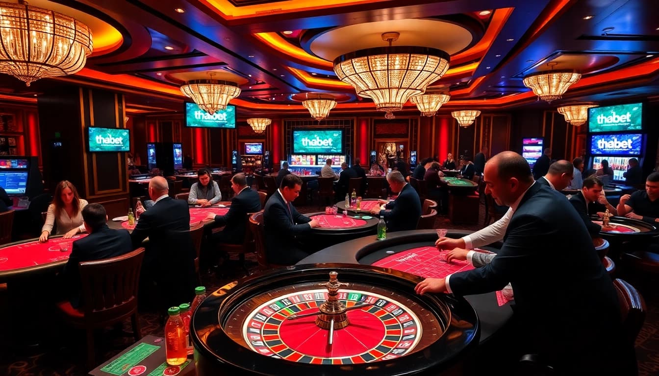 Exciting gambling action at the casino featuring thabet link chuẩn, showcasing players placing bets and enjoying their game.