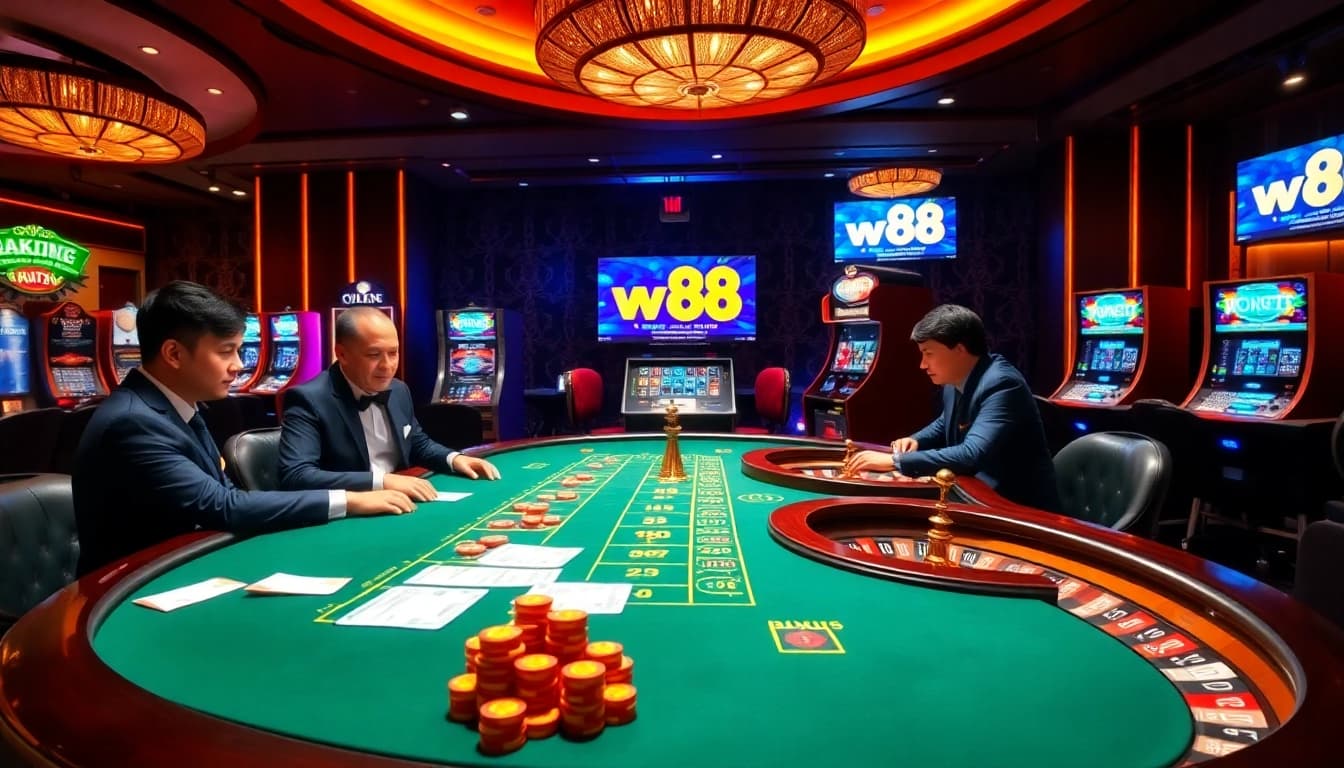 Experience the excitement of ww88 at a vibrant casino with poker games and slot machines.