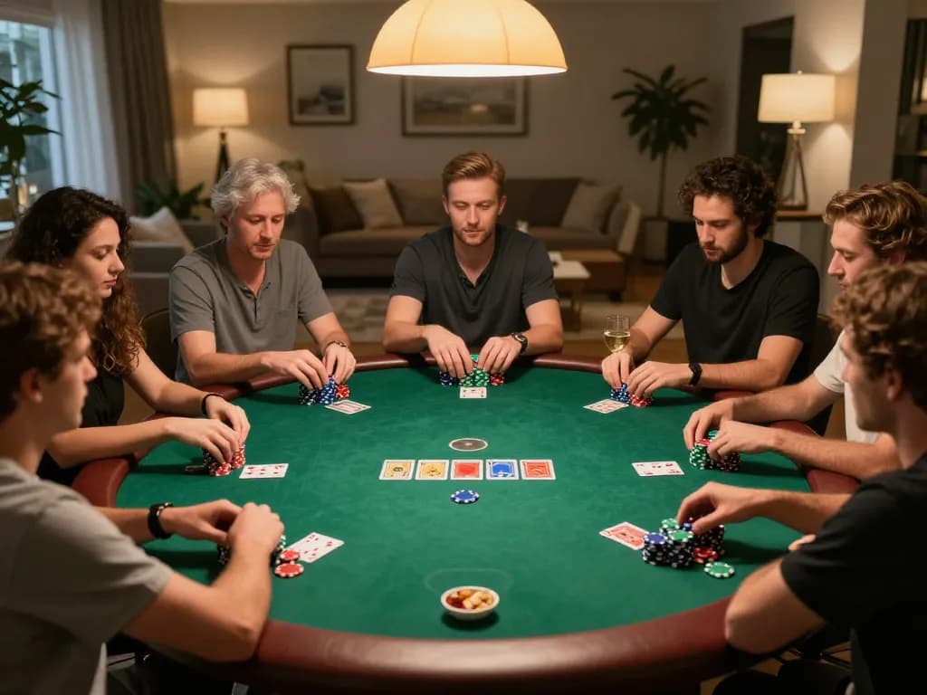 Players engage in a friendly poker game at home, showcasing the excitement of itwshow gaming nights.