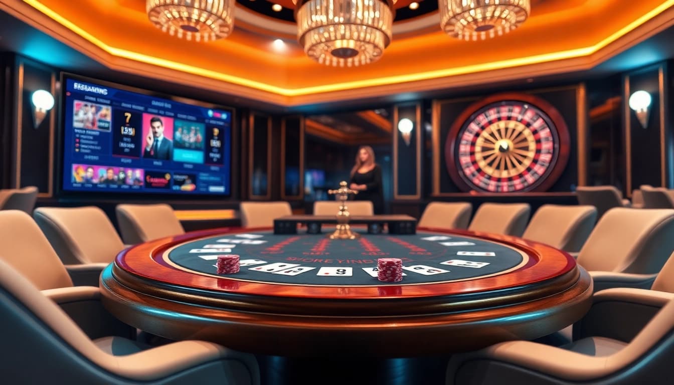 Exciting casino scene at https://win58win.com/ featuring poker and roulette for an immersive gambling experience.